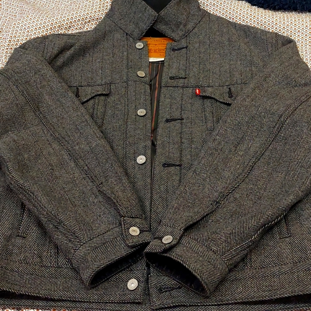 Levis L Trucker Jacket Herringbone Gray